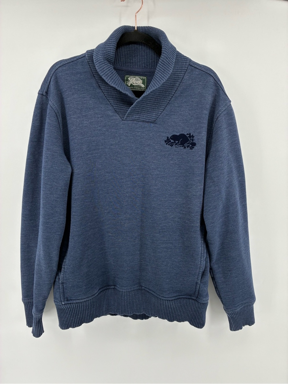 Roots Men's Navy Blue Shawl-Collar Turtleneck Sweatshirt